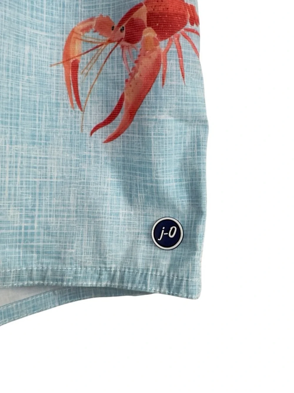 Johnnie-O Crayfish Print Swim Trunks Light Blue Drawstring Board Shorts XL